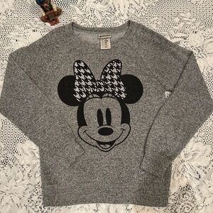 Disney Parks Women's Gray Sweater with Houndstooth Minnie Mouse